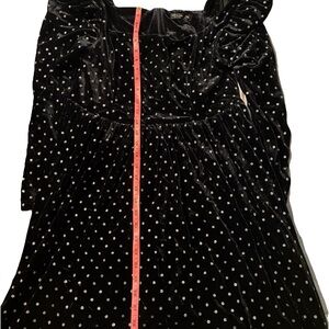 SHEIN Black Velvet Polka Dot Dress with Silver Dots